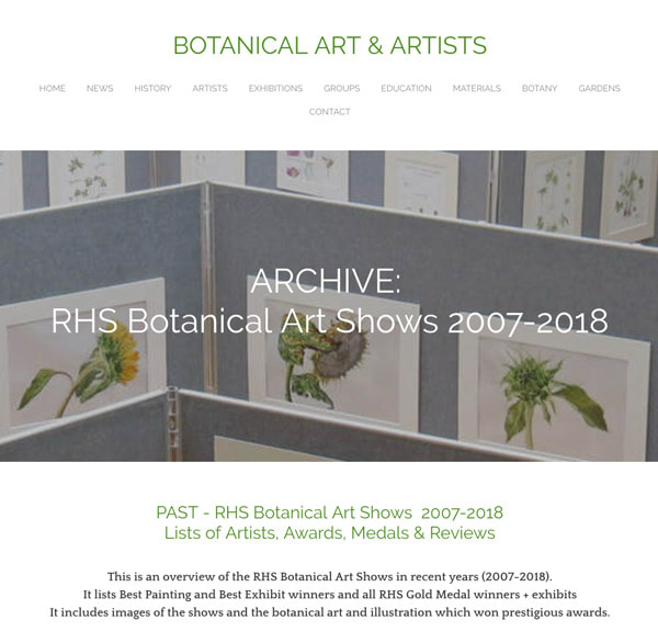 ARCHIVE RHS Botanical Art Shows 2007-2018